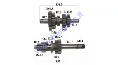 Gearbox shafts (mainshaft+countershaft) for motorcycle 140cc LF140 Lifan