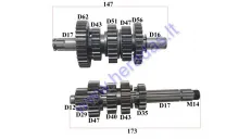 Gearbox shafts (mainshaft+countershaft) for motorcycle 190cc ZS190