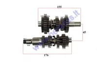 Gearbox shafts (mainshaft+countershaft) for motorcycle