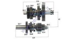 GEARBOX SHAFTS (MAINSHAFT+COUNTERSHAFT)