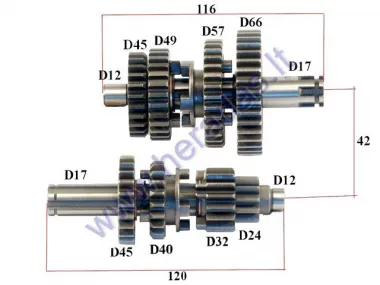 GEARBOX SHAFTS (MAINSHAFT+COUNTERSHAFT)