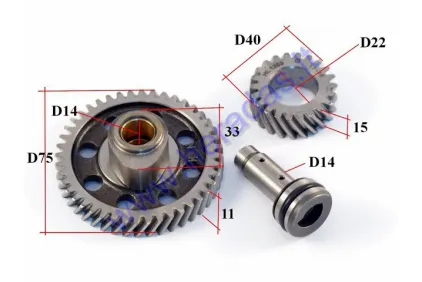 Camshaft gear and pivot set for quad bike