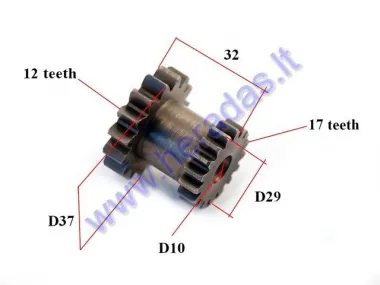 Starter gear for motorcycle 17/12 teeth