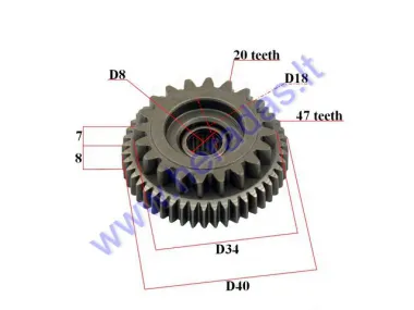 STARTER GEAR FOR SCOOTER 20/47 TEETH