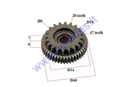 STARTER GEAR FOR SCOOTER 20/47 TEETH