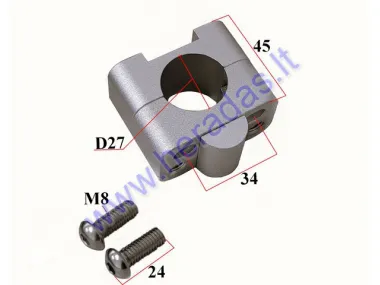 Laikiklis vairo tvirtinimo perėjimas adapteris iš 22mm į 28mm (paaukštinimas 20mm) 1vnt