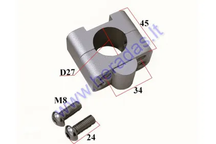 Laikiklis vairo tvirtinimo perėjimas adapteris iš 22mm į 28mm (paaukštinimas 20mm) 1vnt