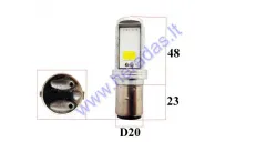 Lemputė LED 12V tinka elektriniam triračiui MS03 MS04 S2 tipas, 2 kontaktų, trumpos,ilgos S2 BA20d galia 30W