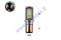 Lemputė LED 12V tinka elektriniam triračiui MS03 MS04 S2 tipas HT-1, 2 kontaktų, trumpos,ilgos S2 BA20d galia 6W