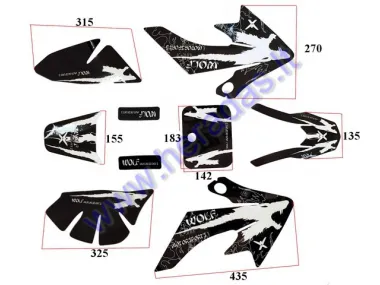 STICKER DECAL SET WOLF BLACK