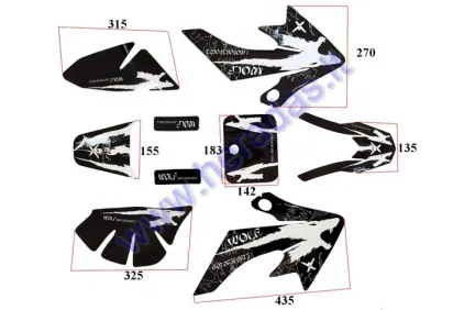 STICKER DECAL SET WOLF BLACK