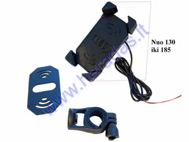 Motorcycle mobile holder with USB charger