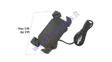 Motorcycle mobile holder with USB charger 32V-90V