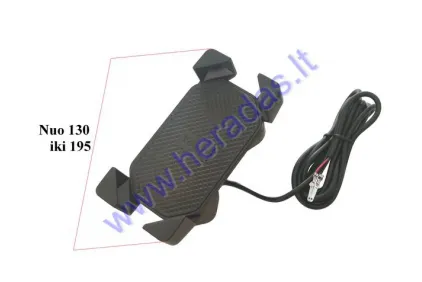 Motociklinis telefono laikiklis su  USB įkrovikliu 32V-90V