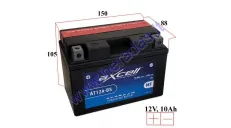 MOTOCIKLO AKUMULIATORIUS 12V 10AH  175A  AT12A-BS AXCELL ENERGY SOLUTION  MF 150X88X105 YT12A-BS