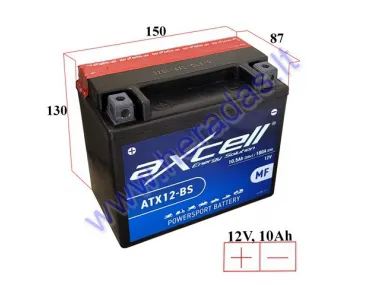 MOTORCYCLE BATTERY 12V 10AH  180A  ATX12-BS AXCELL ENERGY SOLUTION  MF 150X87X130