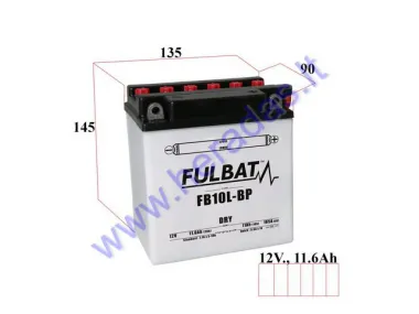 Motorcycle battery 12V 11.6Ah 165A YB10L-B (P)  145X90X135