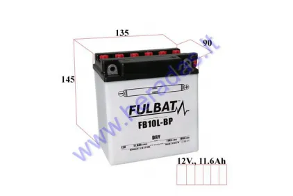 Motorcycle battery 12V 11.6Ah 165A YB10L-B (P)  145X90X135