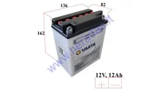 MOTOCIKLO AKUMULIATORIUS 12V 12AH 160A B12A-B VARTA  136X82X162