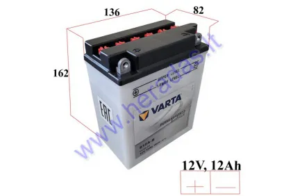MOTOCIKLO AKUMULIATORIUS 12V 12AH 160A B12A-B VARTA  136X82X162
