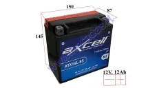 MOTOCIKLO AKUMULIATORIUS 12V 12AH  200A  ATX14L-BS AXCELL ENERGY SOLUTION  MF 150X87X145 YTX14L-BS