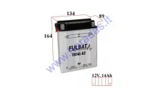 Motorcycle battery 12V 14Ah YB14L-A2 134x89x164