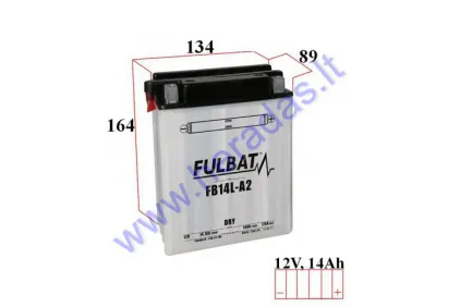 Motociklo akumuliatorius 12V 14Ah YB14L-A2 134x89x164