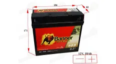 MOTORCYCLE BATTERY 12V 18Ah 250A BIKE BULL GEL BANNER 186X82X171MM 52101