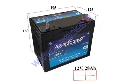 MOTORCYCLE BATTERY 12V 28AH  300A  U1R-9 AXCELL ENERGY SOLUTION GARDEN28 GEL 195X125X176