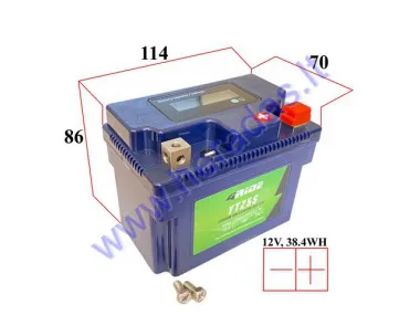 MOTOCIKLO AKUMULIATORIUS 12V 38.4WH 90A YTZ5-S Li-ION 114X70X86 4RIDE Ličio jonų