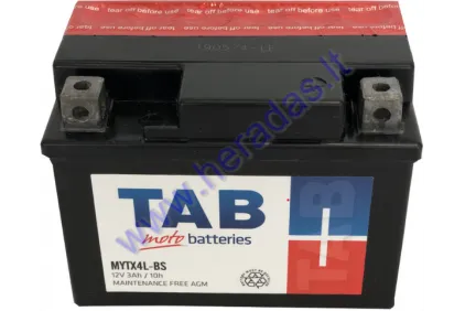 MOTORCYCLE BATTERY 12V 3Ah MYTX4L-BS 113x70x85