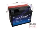 MOTOCIKLO AKUMULIATORIUS 12V 4AH  50A  ATX4L-BS  ATZ5S-BS AXCELL ENERGY SOLUTION MF 113X70X85 YTX4L-BS