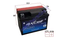 MOTORCYCLE BATTERY 12V 4AH  50A  ATX4L-BS  ATZ5S-BS AXCELL ENERGY SOLUTION MF 113X70X85 YTX4L-BS