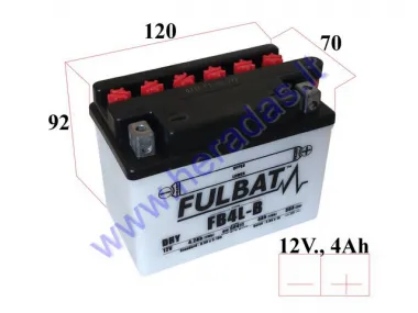 Motorcycle battery 12V 4Ah 56A YB4L-B  120X70X92