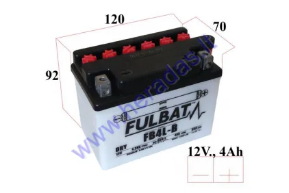 Motorcycle battery 12V 4Ah 56A YB4L-B  120X70X92