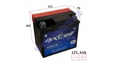 MOTORCYCLE BATTERY 12V 4AH  80A  ATX5L-BS AXCELL ENERGY SOLUTION  MF 113X70X105 YTX5L-BS