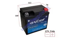 MOTORCYCLE BATTERY 12V 5AH  90A  ATX5L-BS ATZ6S AXCELL ENERGY SOLUTION GEL 113X70X105 YTX6L-BS