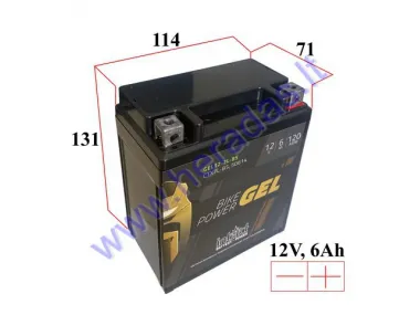 Motociklo akumuliatorius 12V 6Ah 120A YTX7L-BS GEL 114 x71x131mm Intact GEL12-7L-BS