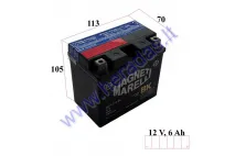 Motorcycle battery 12V 6Ah 130A YTZ7S-BS AGM 113x70x105 mm  Magneti