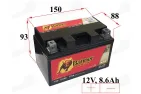 Motociklo akumuliatorius 12V 8.6Ah Banner  BGTZ10-S YTZ10S GEL50901 GTZ10-S 150x88x93