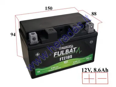 MOTORCYCLE BATTERY 12V 8.6Ah  FTZ10S GEL  150X88X94