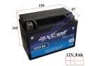 MOTOCIKLO AKUMULIATORIUS 12V 8AH  135A  ATX9-BS AXCELL ENERGY SOLUTION  GEL 150X87X105 YTX9-BS