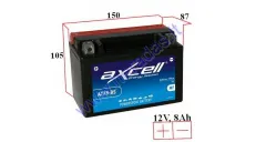 MOTORCYCLE BATTERY 12V 8AH  135A  ATX9-BS AXCELL ENERGY SOLUTION  MF 150X87X105 YTX9-BS