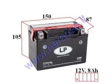 Motorcycle battery 12V 8Ah YTX9-BS