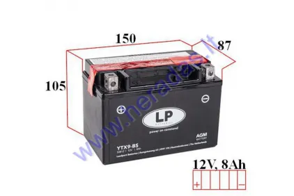 Motociklo akumuliatorius 12V 8Ah YTX9-BS