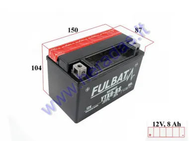 Motociklo akumuliatorius 12V 8Ah YTX9-BS FULBAT