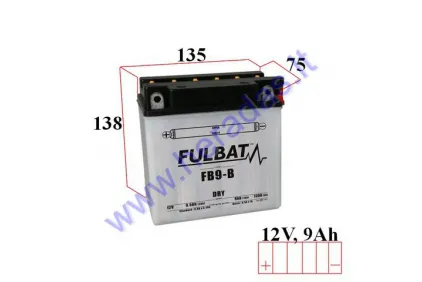 Motorcycle battery 12V 9Ah YB9-B