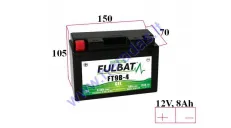 MOTOCIKLO AKUMULIATORIUS 12V FULBAT GT9B-4 GEL 150X70X105MM