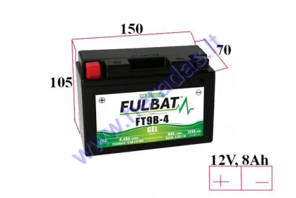 Motorcycle battery 12V FULBAT GT9B-4 GEL 150X70X105MM