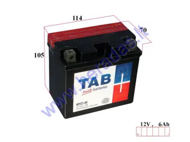 MOTORCYCLE BATTERY 12V TAB MYTZ7-BS 114x70x105 6AH AGM